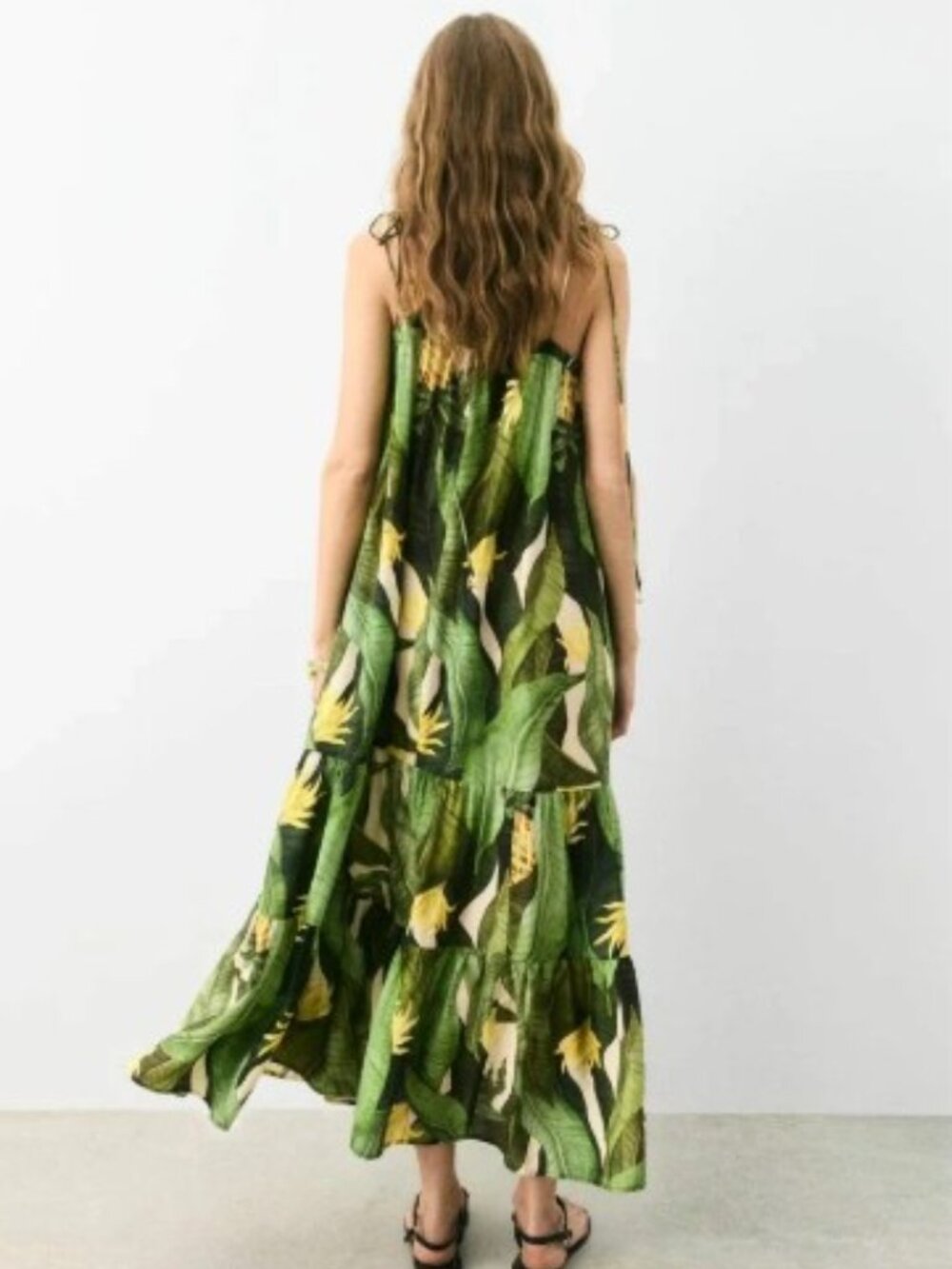 NWT H&M Jungle Tropical Maxi Dress – Green Banana Leaf & Pineapple | XXL - Picture 2 of 3